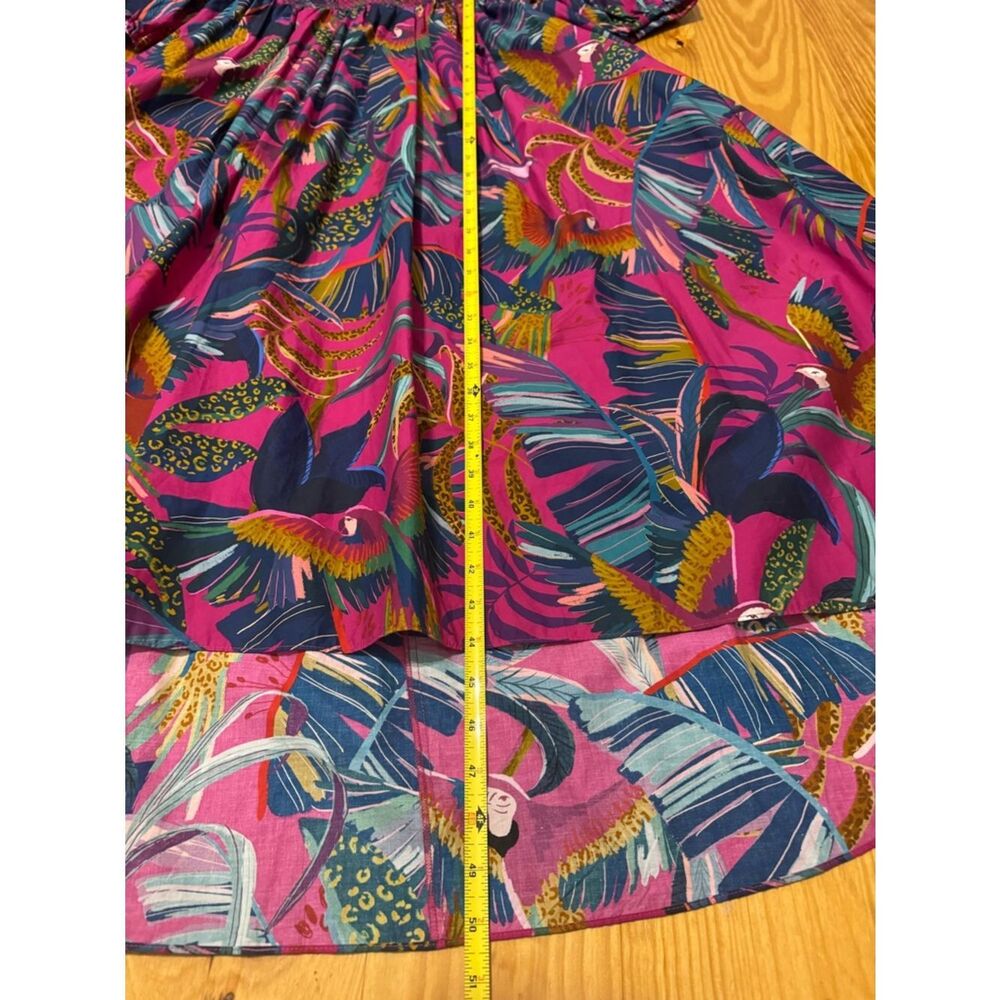 Farm Rio Rainbow Macaws Purple Puff Sleeve Smocked Midi Dress Women's SIZE XS - Picture 8 of 13